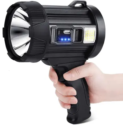 Rechargeable Searchlight, Bright LED Spotlight Flashlight, Long Running Spot Light Searchlight, Outdoor Handheld Spotlights w...