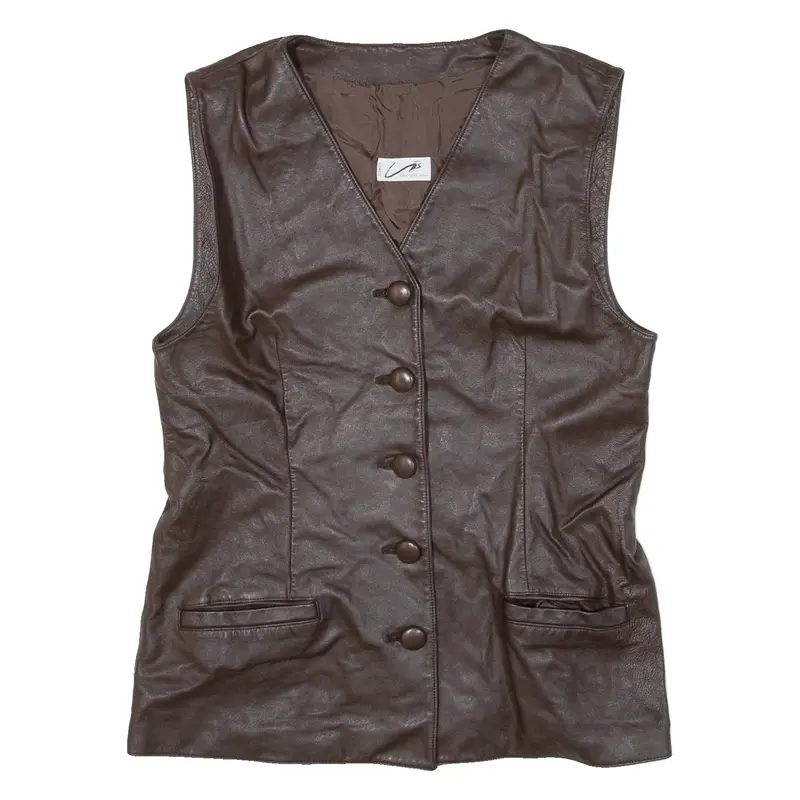 Womens Waistcoat Brown Leather S