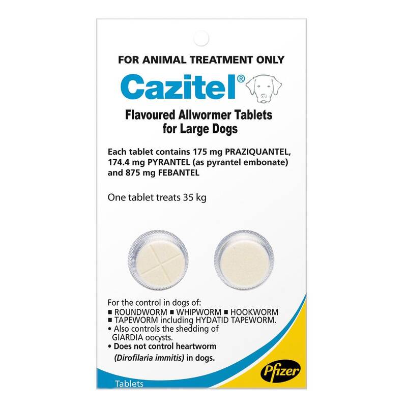 Cazitel Flavoured Allwormer For Dogs 35kgs 4 Tablets