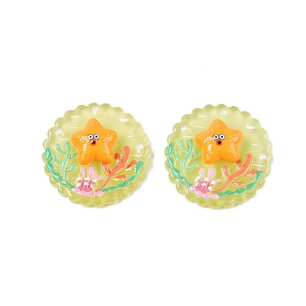 Ocean Theme Flat Round Resin Cabochons