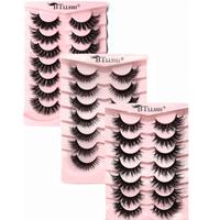 Summer Fluffy False Eyelashes, 21 Pairs Mixed Styles Faux Cluster Lashes, Natural Lightweight Curling Eye Makeup Strip Lashes...