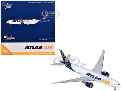 Boeing 777-200LRF Commercial Aircraft Atlas Air (N703GT) White with Blue Tail Interactive Series 1/400 Diecast Model Airplane...