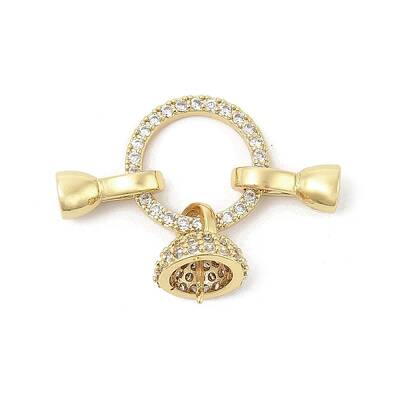 Brass Micro Pave Clear Cubic Zirconia Fold Over Clasps