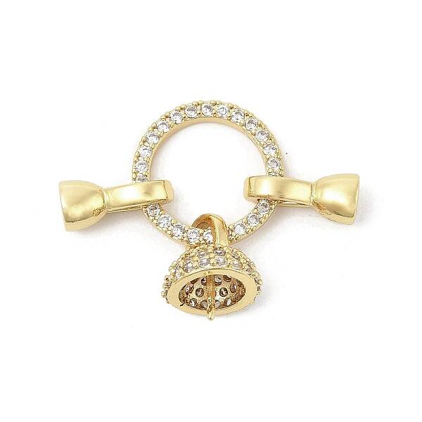 Brass Micro Pave Clear Cubic Zirconia Fold Over Clasps