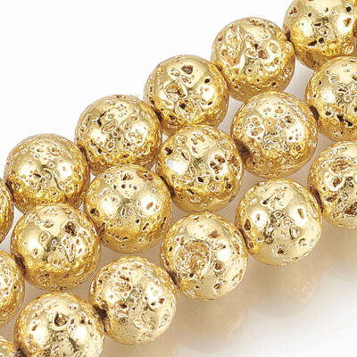 Electroplated Natural Lava Rock Beads Strands