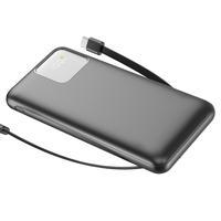 Slim 10000mAh Power Bank with Built-in Cables, 22.5W Fast Charging, Travel-Friendly Portable Charger for iPhone, Samsung, And...