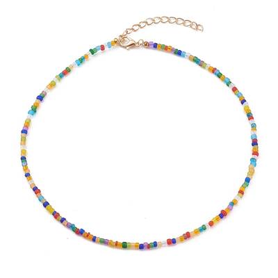 Round Transparent Frosted Glass Seed Beaded Necklaces