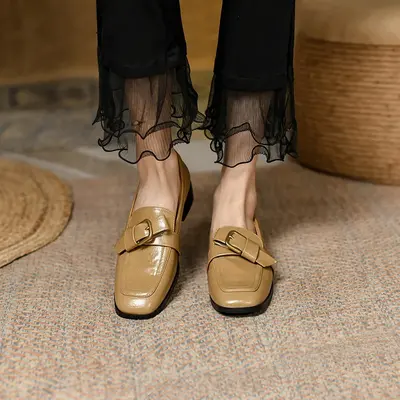 CHIKO Aisling Square Toe Block Heels Loafers Shoes