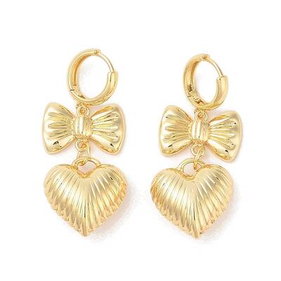 Bowknot with Heart Brass Hoop Earrings for Women