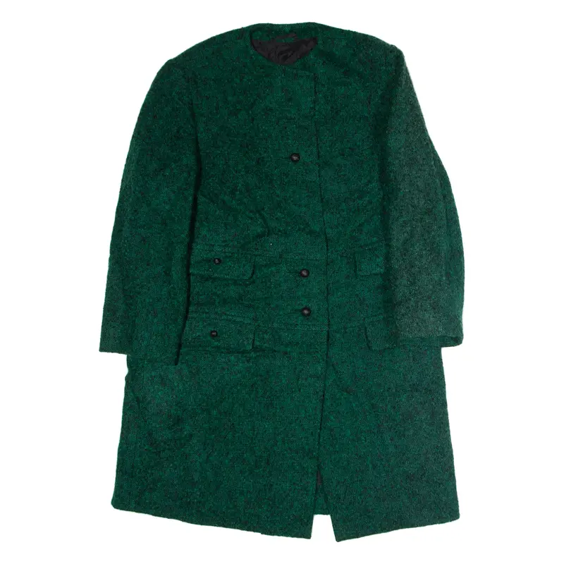 Womens Blazer Coat Green Wool 80s L