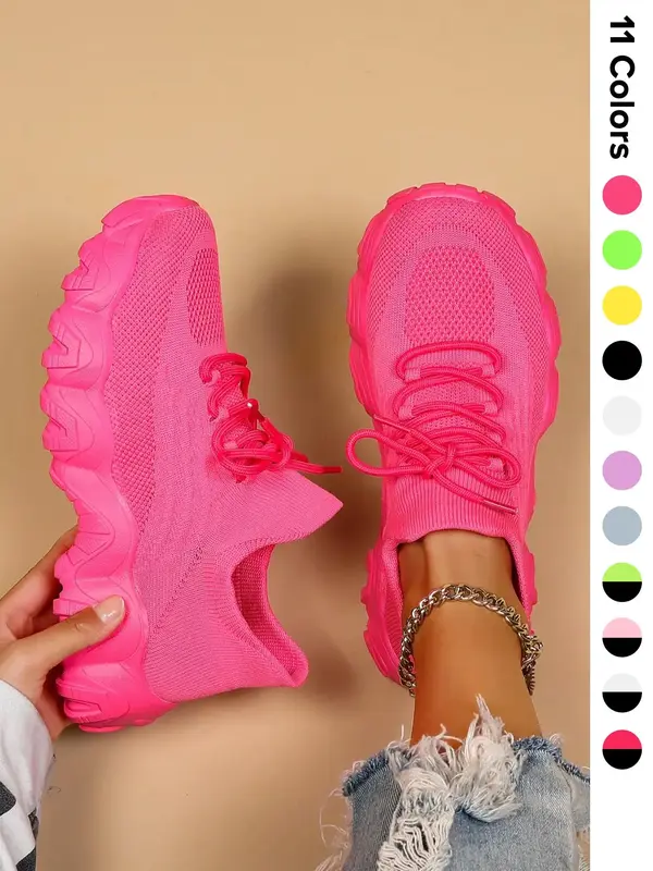 2024 Summer Lace-up Low Top Slip on Women Sneakers, Comfortable Ankle Socks Shoes, Knit Sports Running Shoes, Back To School ...