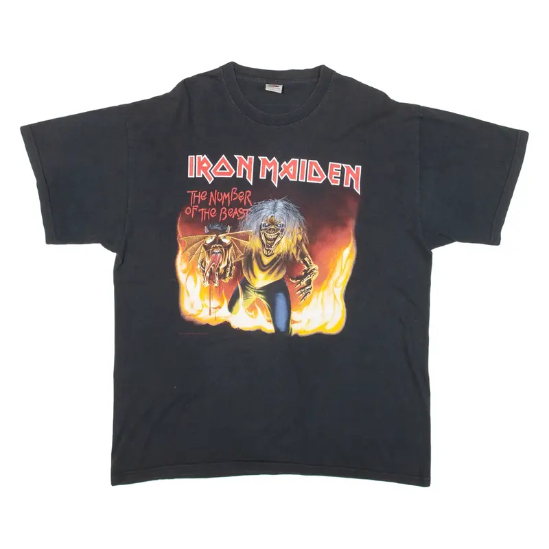 FRUIT OF THE LOOM Iron Maiden Mens Band T-Shirt Black XL