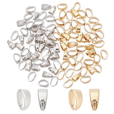 100Pcs 2 Colors Rack Plating Brass Snap on Bails