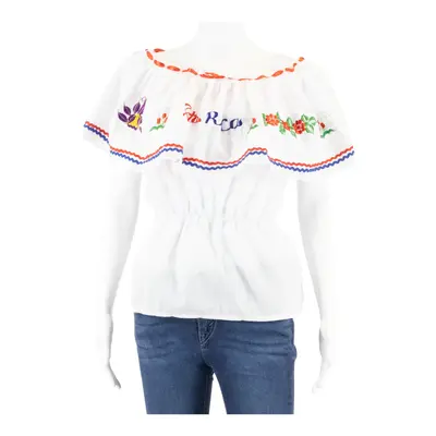 SUGARHILL Butterfly Design Womens Vests Blouse Blue Sleeveless Crazy Pattern M