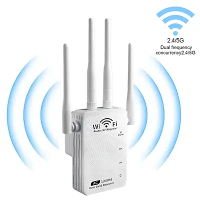 2025 Upgraded 5G WiFi Extender – Dual-Band 5GHz/2.4GHz, Up to 1200Mbps, Connect 60+ Devices, Perfect for Home, Office & Gif...