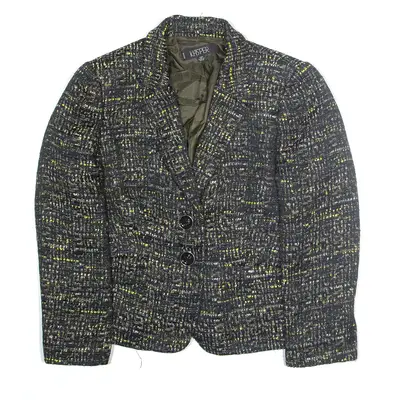 KASPER Petite Wool Blend Blazer Jacket Black Womens S