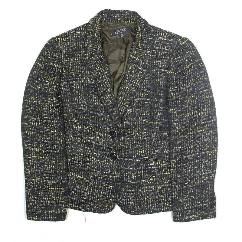 KASPER Petite Wool Blend Blazer Jacket Black Womens S