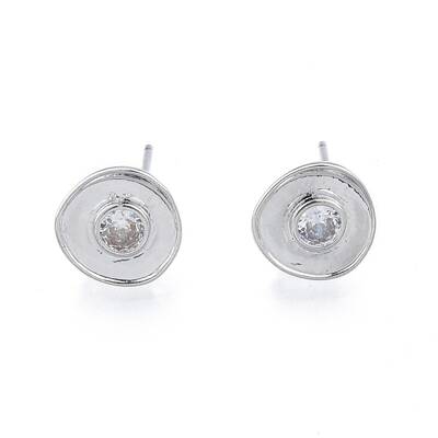 Brass Clear Cubic Zirconia Stud Earring Findings