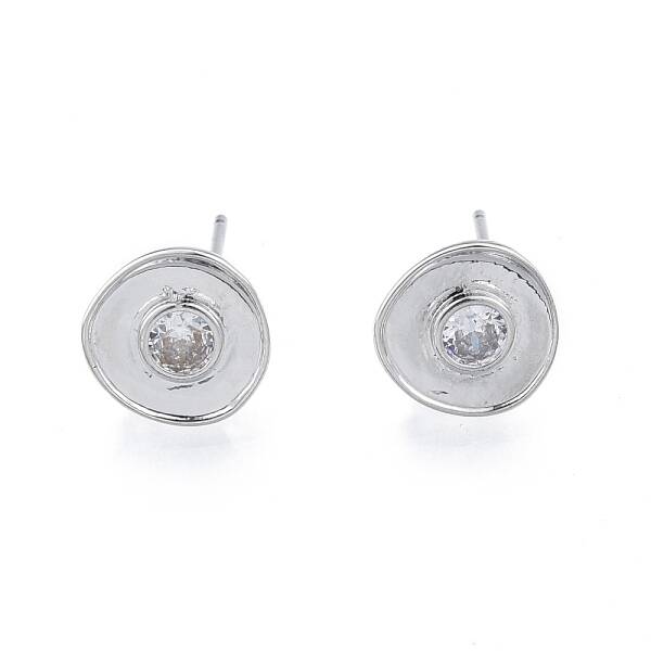 Brass Clear Cubic Zirconia Stud Earring Findings