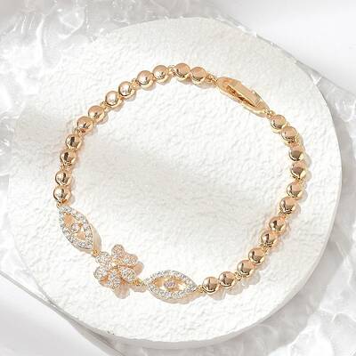 Brass Micro Pave Cubic Zirconia Link Chain Bracelets