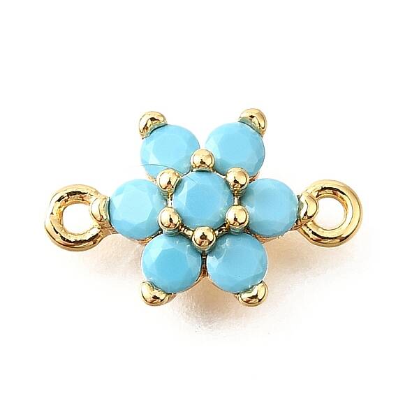 Brass Micro Pave Sky Blue Cubic Zirconia Links