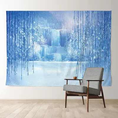 Aperturee Frozen Forest Blue World Waterfall Winter Backdrop
