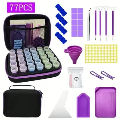 Portable Diamond Arts Colorful Painting Tool Set, 47/77pcs Multi-functional Diamond Arts Colorful Painting Tool Accessories, ...