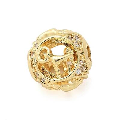 Brass Micro Pave Cubic Zirconia Beads
