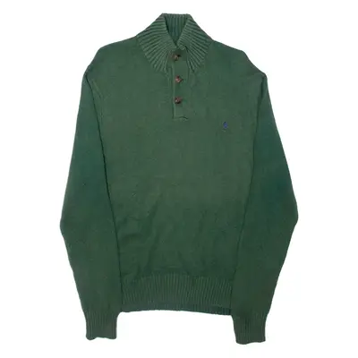 POLO RALPH LAUREN Mens Jumper Green Button Neck Tight Knit M