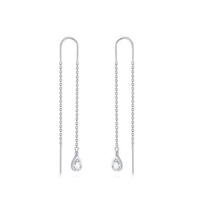 Sterling Silver Pear Moissanite Drop Shape Drop Earrings For Women