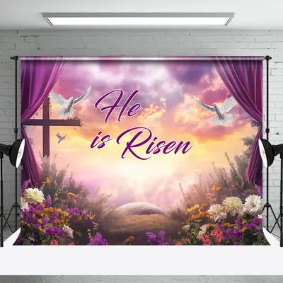 Floral Curtain Corss Pigeon Floral Photo Backdrop - Aperturee