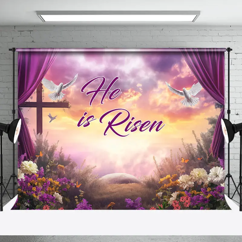 Floral Curtain Corss Pigeon Floral Photo Backdrop - Aperturee
