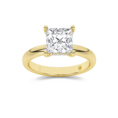 Firefly Hidden Halo Princess Cut Lab Grown Diamond Engagement Ring | 14K Yellow Gold 4 CT. TW.
