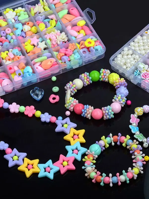 Colorful DIY Beaded Jewelry Making Kit, 1 Set Creative DIY Beaded, Educational Toy For Kids, Christmas Gift