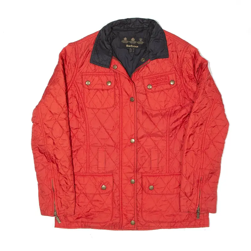 BARBOUR International Quilted Jacket Red Womens UK 10