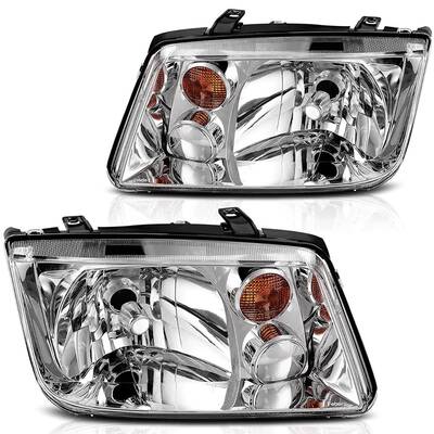 YITAMOTOR® 2002-2005 Volkswagen Jetta Headlight Assembly Chrome Housing Clear Lens Headlights