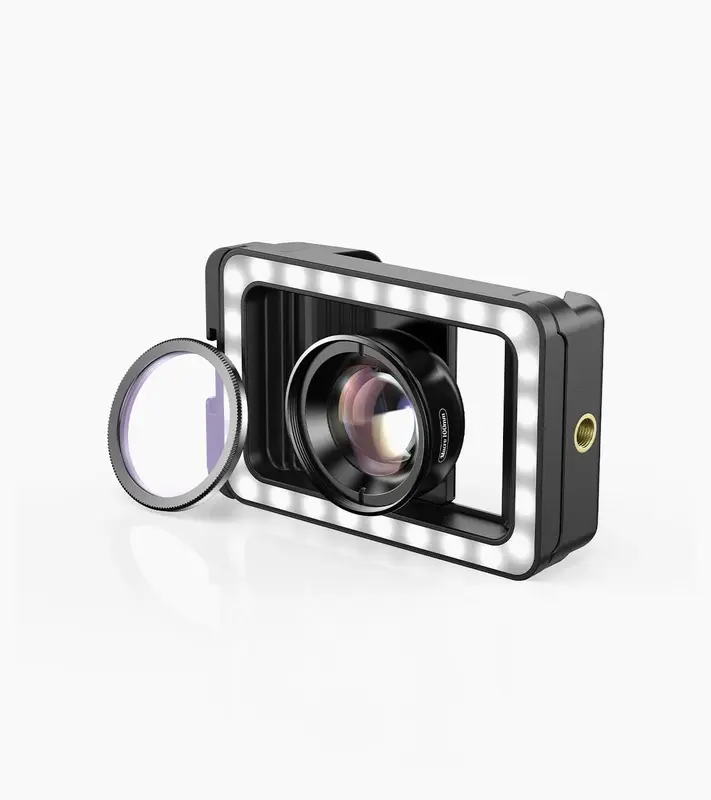 New 3 in 1 Mobile Phone Lens Clip and 100mm Macro Lens Kit with Fill Light