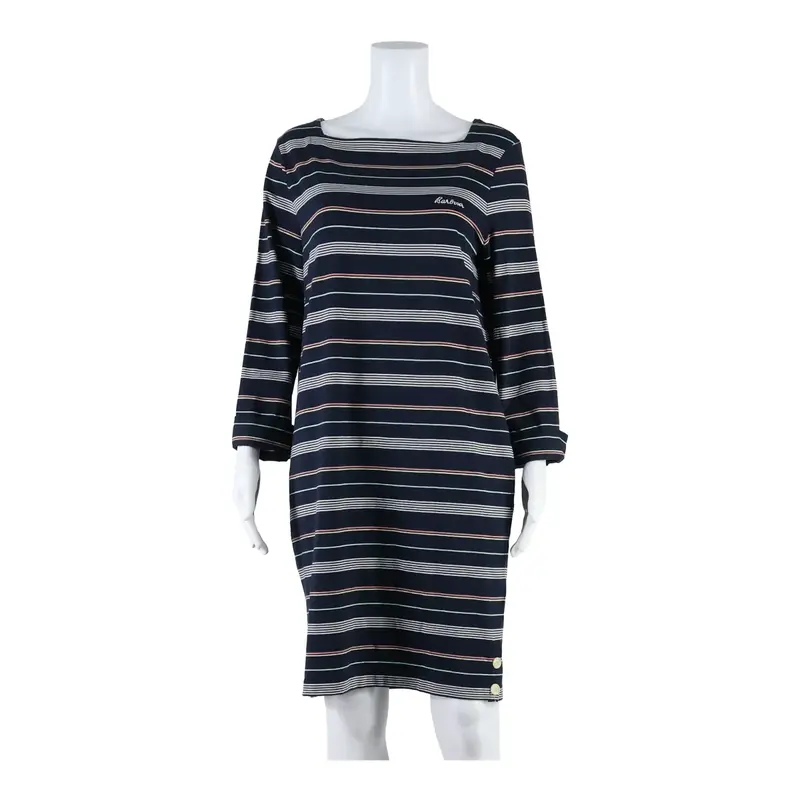 BARBOUR Womens T-Shirt Dress Blue Striped Knee Length UK 12