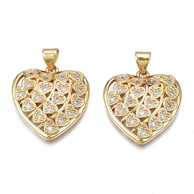 Brass Micro Pave Clear Cubic Zirconia Pendants