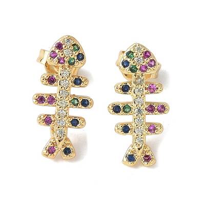 Brass Micro Cubic Zirconia Stud Earrings