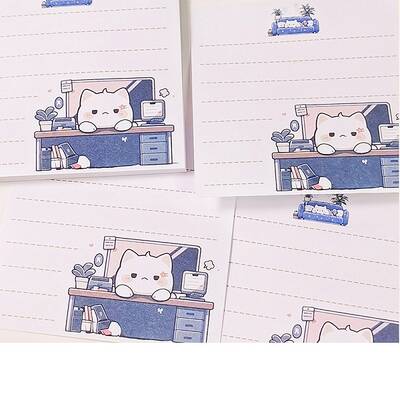 Cartoon Square with Cat Pattern Memo Pad Sticky Notes