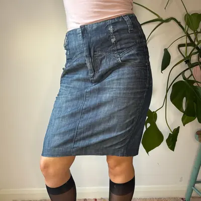 Miss Sixty Denim Skirt - 28W UK 8 Blue Cotton