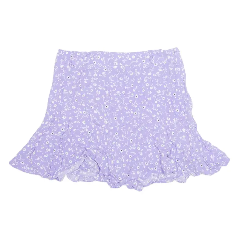 ZARA Womens Skort Skirt Purple Short Floral M