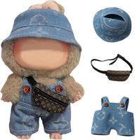 Clothes for Labubu (NO Doll) - Exquisite Luxury Designer Accessories Clothes for Labubu - 3 Piece Set(Hat+Jumpsuit+Bag) Suita...