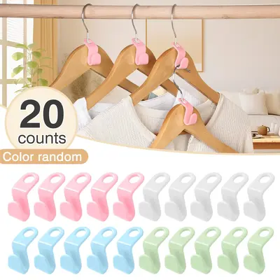 Space Saving Hangers Connector Hooks 20 Counts, High Load-bearing Clothes Hanger Connector Hooks, Hooks for Hangers, Random C...