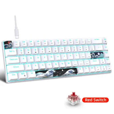 HXSJ 60% Gaming Mechanical Keyboard, Ultra-compact Mini 68-key Wired Keyboard with Anti-Ghosting Keys, Computer Keyboard, Su...