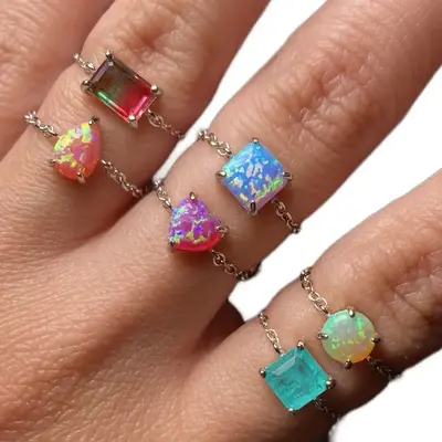 925 Silver Adjustable Dainty Chain Rings enhancer ring