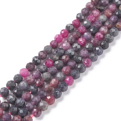 Natural Red Corundum/Ruby and Sapphire Beads Strands