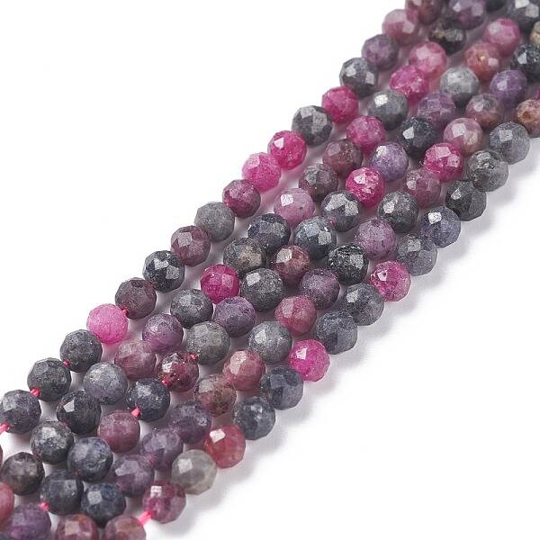 Natural Red Corundum/Ruby and Sapphire Beads Strands