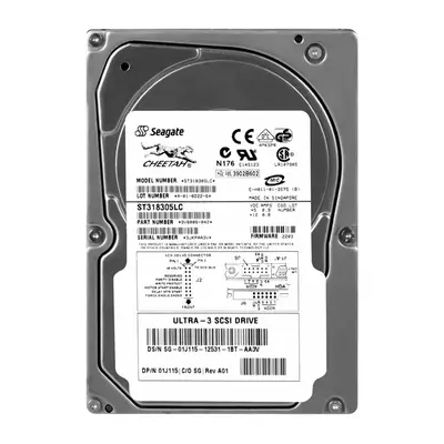 01J115 Dell 18.4GB Ultra-160 SCSI 10000 3.5-inch 4MB Hard Drive